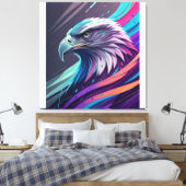 Fierce Neon Eagle - gestileerde kop met geometrisc Canvas Afdruk (Insitu (Slaapkamer))