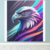 Fierce Neon Eagle - gestileerde kop met geometrisc Canvas Afdruk (Insitu (Houten vloer))