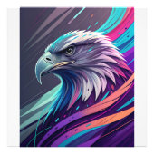 Fierce Neon Eagle - gestileerde kop met geometrisc Foto Afdruk (Voorkant)