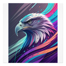Fierce Neon Eagle - gestileerde kop met geometrisc Foto Afdruk