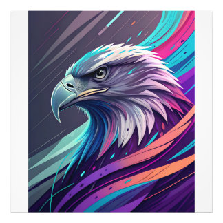 Fierce Neon Eagle - gestileerde kop met geometrisc Foto Afdruk