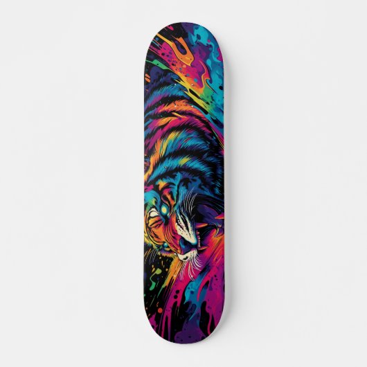 Fierce Neon Kleurrijk Tijgerontwerp Persoonlijk Skateboard (Voorkant)