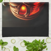 Fierce Neon Pumpkin Halloween Kitchen Towel Theedoek (Gevouwen)