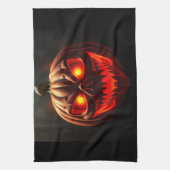 Fierce Neon Pumpkin Halloween Kitchen Towel Theedoek (Verticaal)