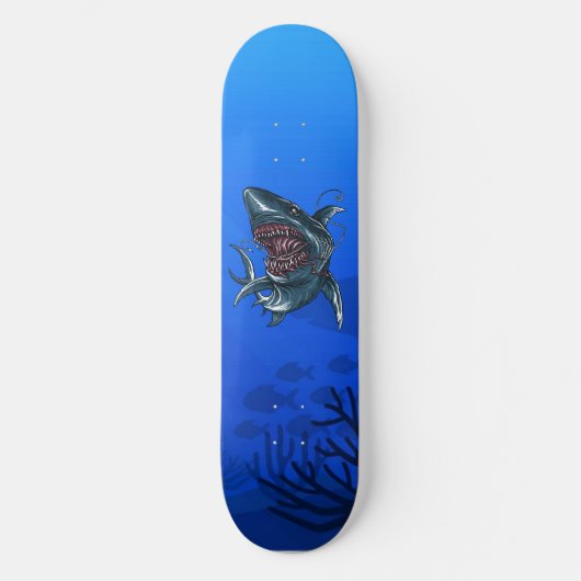 Fierce Ocean Shark Scary Fun Persoonlijk Skateboard (Voorkant)