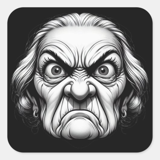"Fierce Old Woman"  Vierkante Sticker (Voorkant)