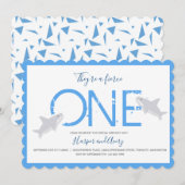 Fierce One Blue Twins haaiendier eerste verjaardag Kaart (Voorkant / Achterkant)