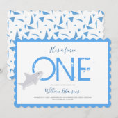 Fierce One Blue White Shark Animal First Birthday Kaart (Voorkant / Achterkant)