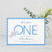 Fierce One Blue White Shark Animal First Birthday Kaart (Staand voorkant)