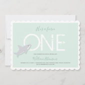 Fierce One Green White Shark Animal Eerste Verjaar Kaart (Voorkant)