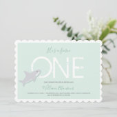 Fierce One Green White Shark Animal Eerste Verjaar Kaart (Staand voorkant)