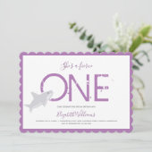 Fierce One Paars Shark Animal First Birthday Invi Kaart (Staand voorkant)
