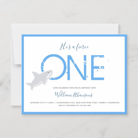Fierce One Shark Animal First Birthday Magnetische Uitnodiging (Voorkant)