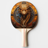 Fierce Orange Dragon Personalized Tafeltennisbatje (Achterkant)