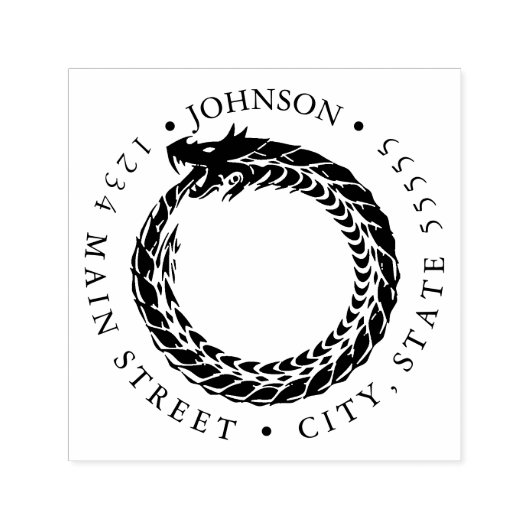 Fierce Ouroboros Silhouet Retourlabel Zelfinktende Stempel (Design)