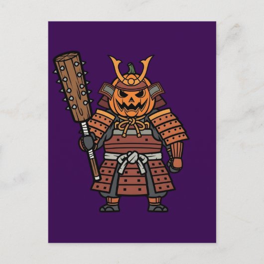Fierce Pumpkin Samurai Warrior with Kanabo Club Il Briefkaart (Voorkant)
