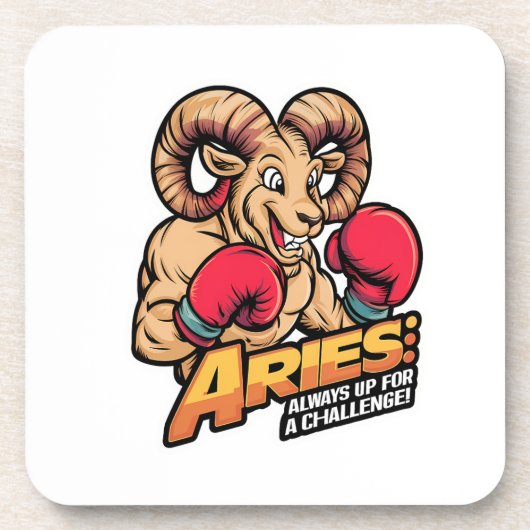 Fierce Ram Boxer "Altijd op voor een uitdaging" Bier Onderzetter (Voorkant)