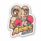 Fierce Ram Boxer "Altijd op voor een uitdaging" Sticker (Voorkant)