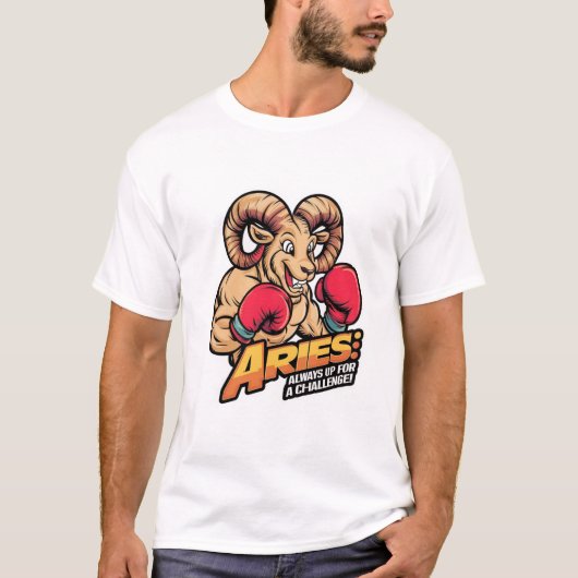 Fierce Ram Boxer "Altijd op voor een uitdaging" T-shirt (Voorkant)