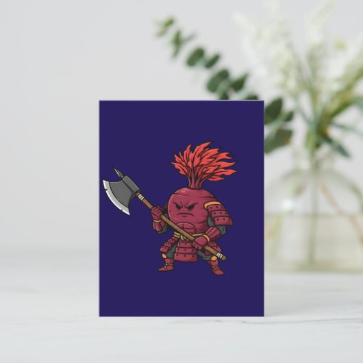 Fierce Red Beetroot Warrior with Battle Axe Illust Briefkaart (Staand voorkant)