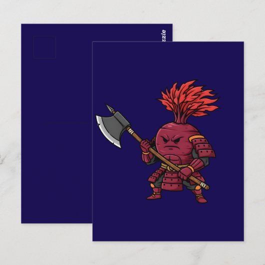 Fierce Red Beetroot Warrior with Battle Axe Illust Briefkaart (Voorkant / Achterkant)