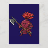 Fierce Red Beetroot Warrior with Battle Axe Illust Briefkaart (Voorkant)