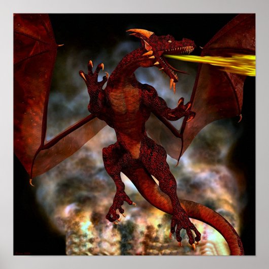 Fierce Red Dragon Poster (Voorkant)
