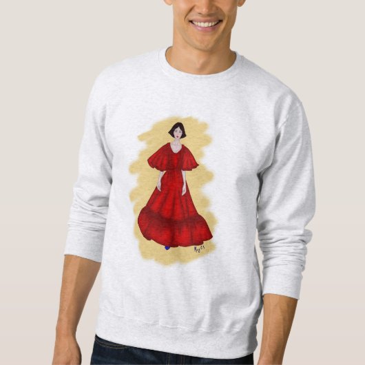 Fierce Red Dress with Minimalist Yellow Design Trui (Voorkant)