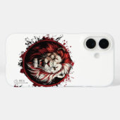 Fierce Red-Maned Lion Head Tribal Grunge Style Case-Mate iPhone Case (Achterkant (horizontaal))