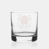Fierce Red Octopus With Curling Tentacles Cartoon Whisky Glas (Achterkant)