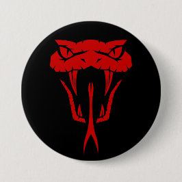 Fierce Red Snake Face - Black Large  Ronde Button 7,6 Cm
