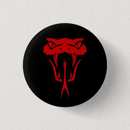 Fierce Red Snake Face - Zwart Ronde Button 3,2 Cm (Voorkant)
