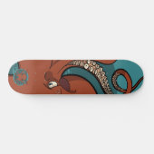 Fierce Red Tentacled Cartoon Octopus Skateboard (Horizontaal)