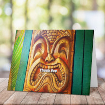 Fierce  retro wood tiki face Dank je wel!