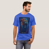Fierce Roaring Lion – Blauw & Sinaasappel Glow T-S T-shirt (Voorkant volledig)