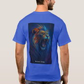 Fierce Roaring Lion – Blauw & Sinaasappel Glow T-S T-shirt (Achterkant)