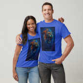 Fierce Roaring Lion – Blauw & Sinaasappel Glow T-S T-shirt (Unisex)