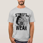 Fierce Roaring Tiger Black and White Streetwear T-shirt (Voorkant)
