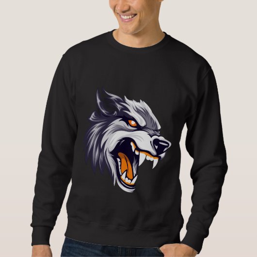 Fierce Roaring Wolf Heren Sweater (Voorkant)