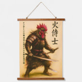 Fierce Rooster Samurai Warrior - Japanse inkt Hangend Wandkleed (Voorkant)