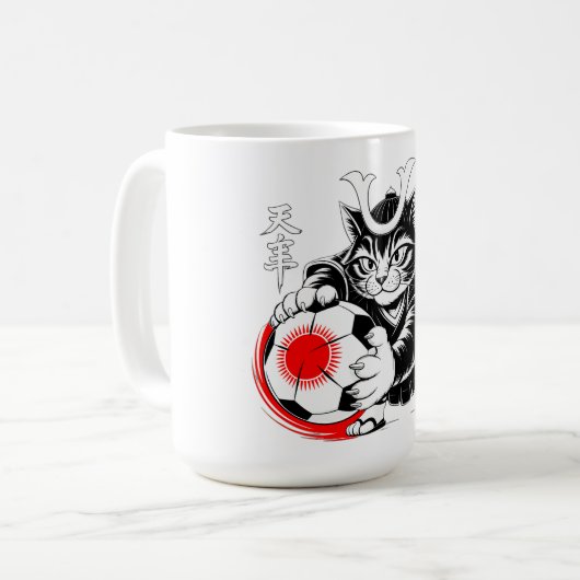 Fierce Samurai Cat Mug - For Soccer Warriors Koffiemok (Voorkant links)