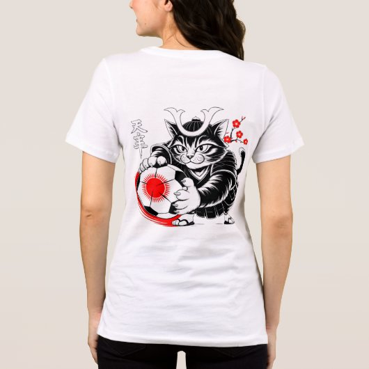 Fierce Samurai Cat Soccer Japanese Warrior Sports Tri-Blend Shirt (Achterkant)