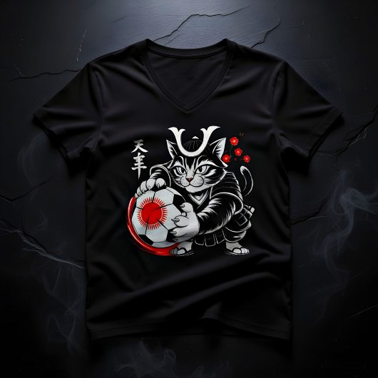 Fierce Samurai Kat Voetbal T-shirt voor Vrouwen