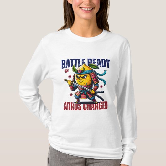 Fierce Samurai Lemon met Katana T-shirt (Voorkant)
