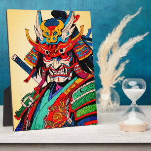 Fierce Samurai Warrior - Kleurrijke Japanse Bushid Fotoplaat