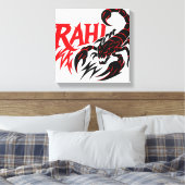 Fierce Scorpion Graphic Art Design met "RAHI" teks Canvas Afdruk (Insitu (Slaapkamer))