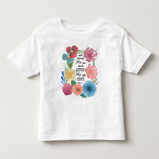 Fierce Shakespeare Quote met Waterverf Flowers Kinder Shirts (Voorkant)