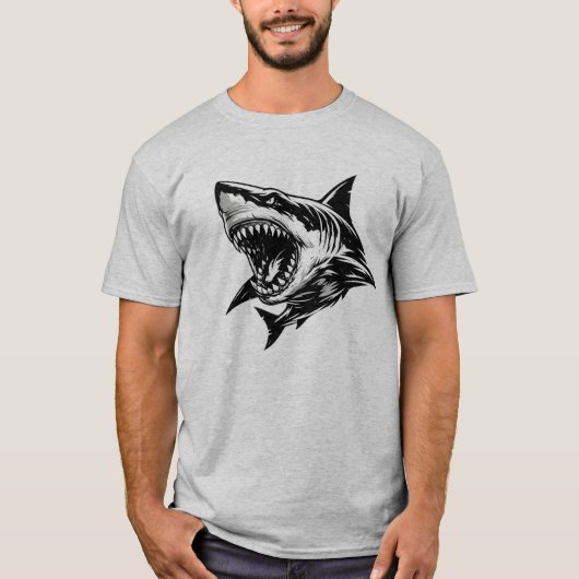 Fierce Shark Great White Shark Vector Art  T-shirt (Voorkant)