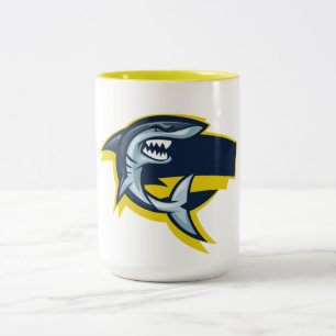 Fierce Shark Mascot Koffie Tweekleurige Koffiemok