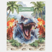 Fierce T-Rex Deken Gepersonaliseerde Aangepaste Na (Voorkant)